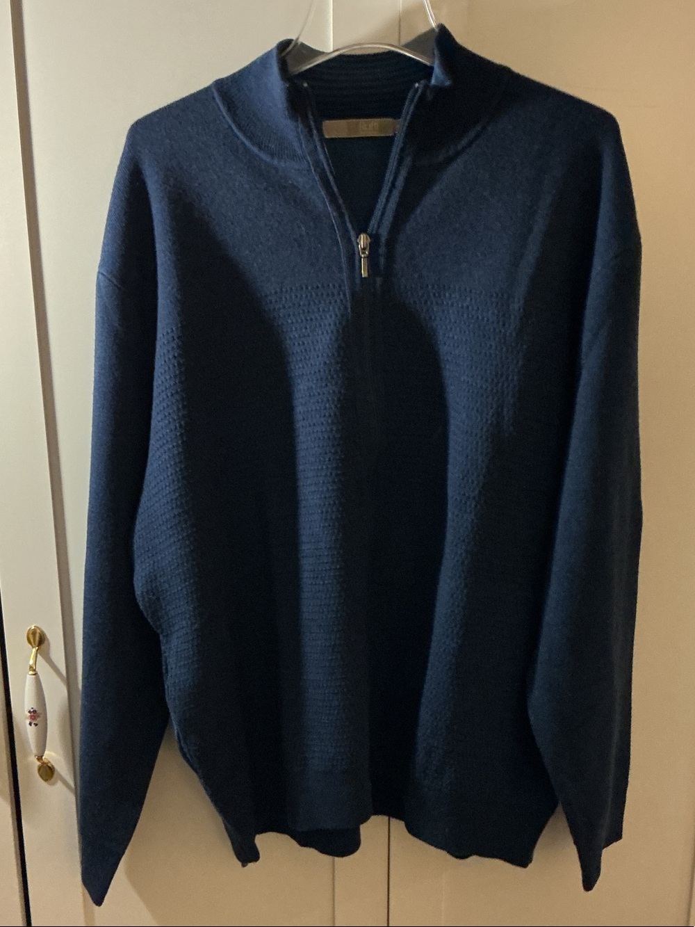 Raffi Men's Navy Zip-Up Mock Neck Sweater